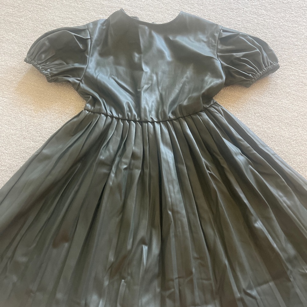 Zara Girls Vegan Leather Dress - Dark green